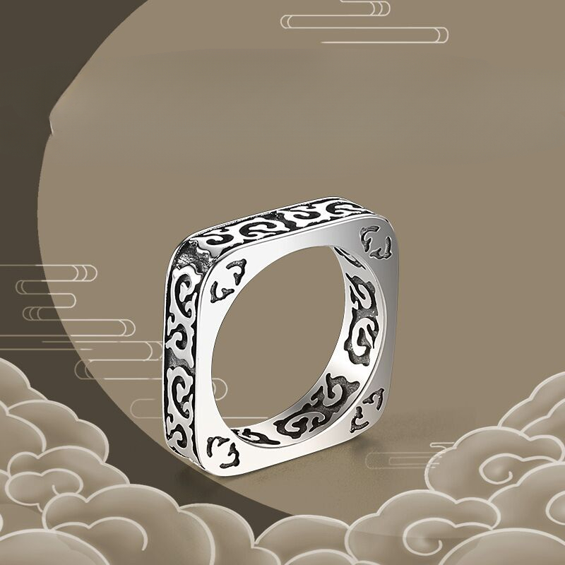 Women's Spring-Summer Cloud Square Open Ring, Elegant Gift